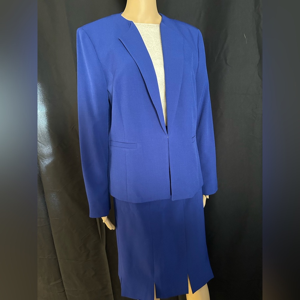 Evan Picone Blue Blazer & Skirt Set